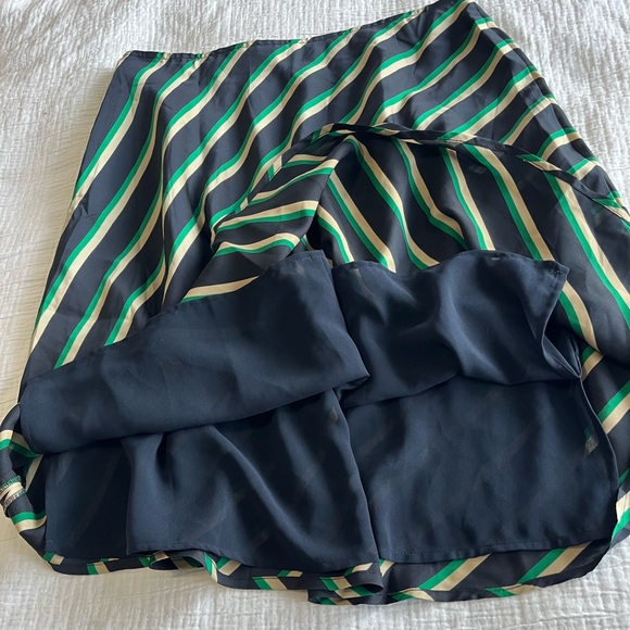BNWT Ann Taylor A-Line Skirt Women's Size 8 Navy Tan Green Striped Zipper Lined - Picture 10 of 11